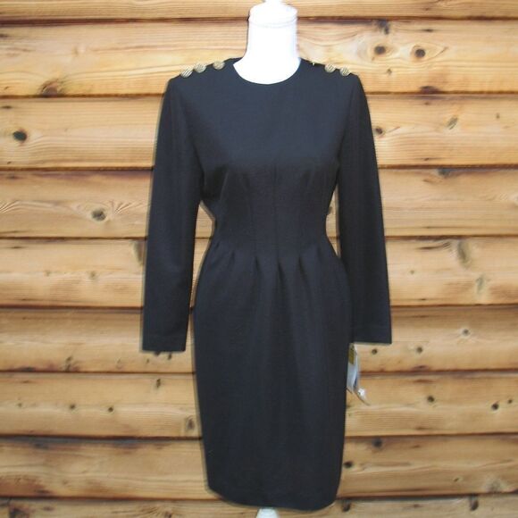 NWT Vintage 90s Black Ponte Knit Dress - Picture 1 of 7